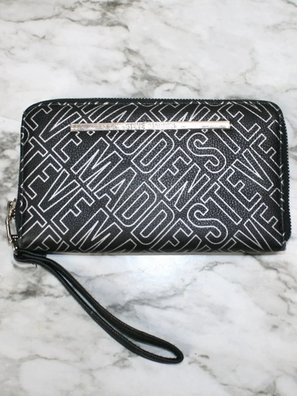 STEVE MADDEN Wristlet Mini Bag Clutch Wallet PU Leather Carry All Purse Black